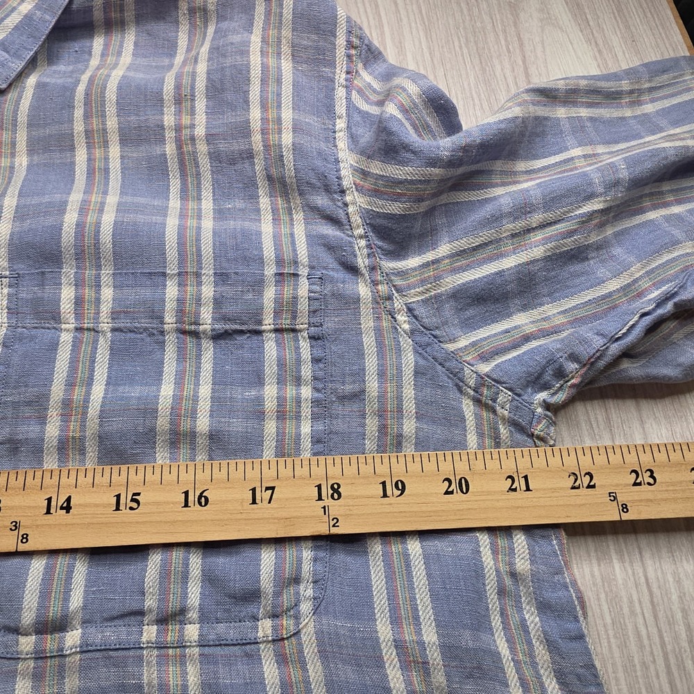 Indigo Palms Tommy Bahama Men's M Linen Plaid Shirt Embroidered Eagle Resortwear - Picture 10 of 10